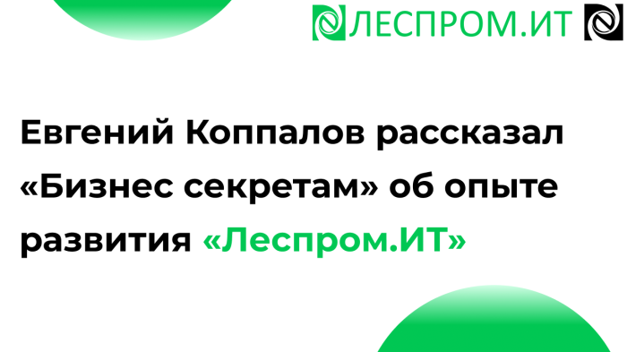 Евгений Коппалов рассказал «Бизнес секретам» об опыте развития «Леспром.ИТ» компании Неосистемы Северо-Запад