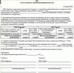 Внешняя печатная форма «Акт взаимозачета» для документа «Корректировка долга» от компании Неосистемы Северо-Запад