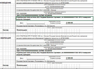 Внешняя печатная форма «Квитанция на оплату» от компании Неосистемы Северо-Запад