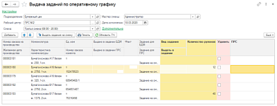 Учет выпуска тамбуров и продольно-резательных станков (ПРС) от компании Неосистемы Северо-Запад